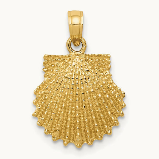 Textured Scallop Shell Pendant, 14K