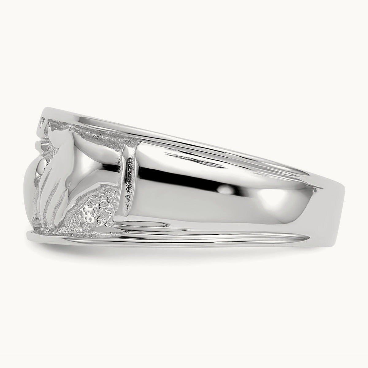 Men's Claddagh Band, 14K White Gold