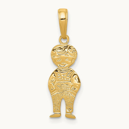 Boy with Hands in Pocket Pendant, 14K