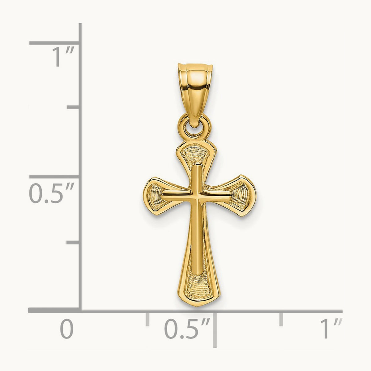 Solid Textured Cross Charm, 14K