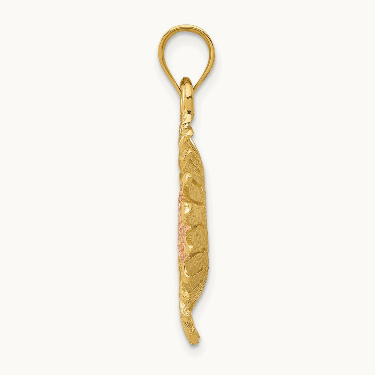 Polished Sunflower Pendant, 14K Two-tone