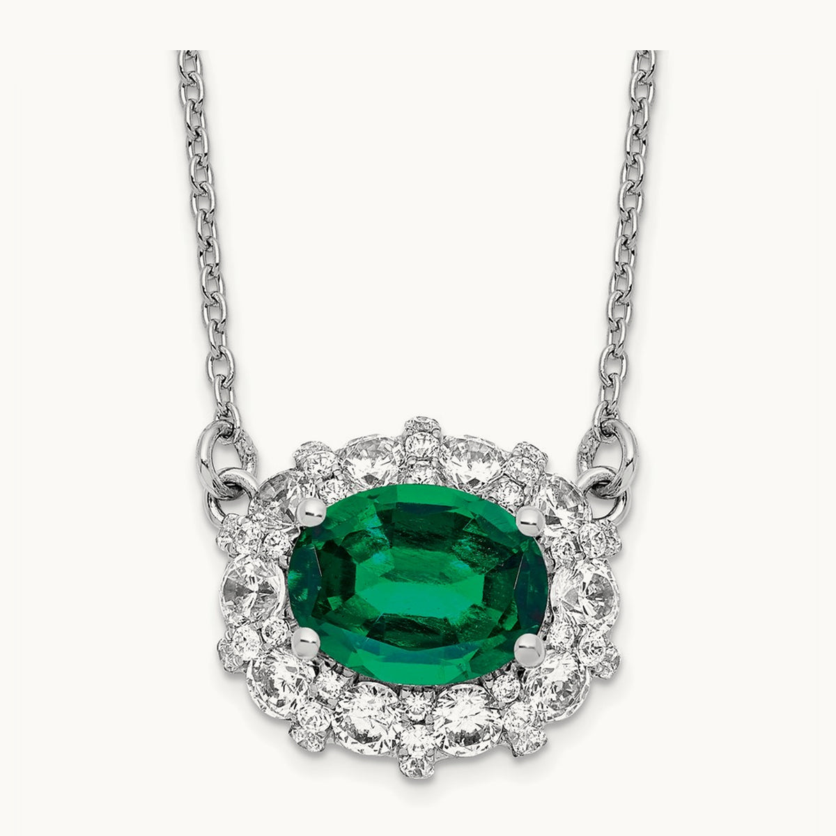 Created Emerald Necklace, 1.00 ct tw Lab-Grown Diamond