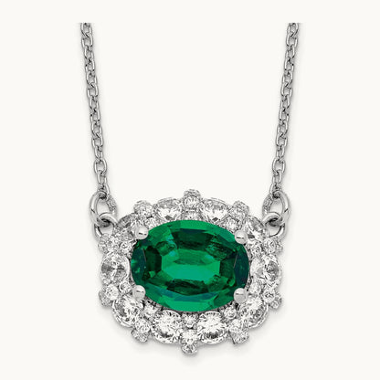 Created Emerald Necklace, 1.00 ct tw Lab-Grown Diamond