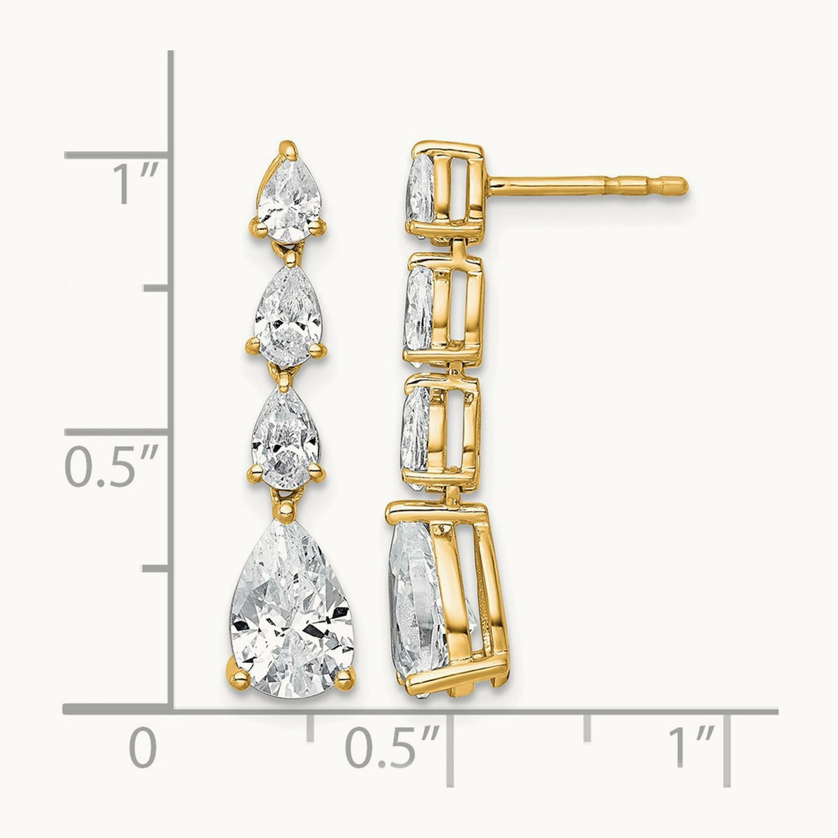 Fashion Dangle Post Earrings, 3.00 ct tw Lab-Grown Diamond — 14K Yellow Gold
