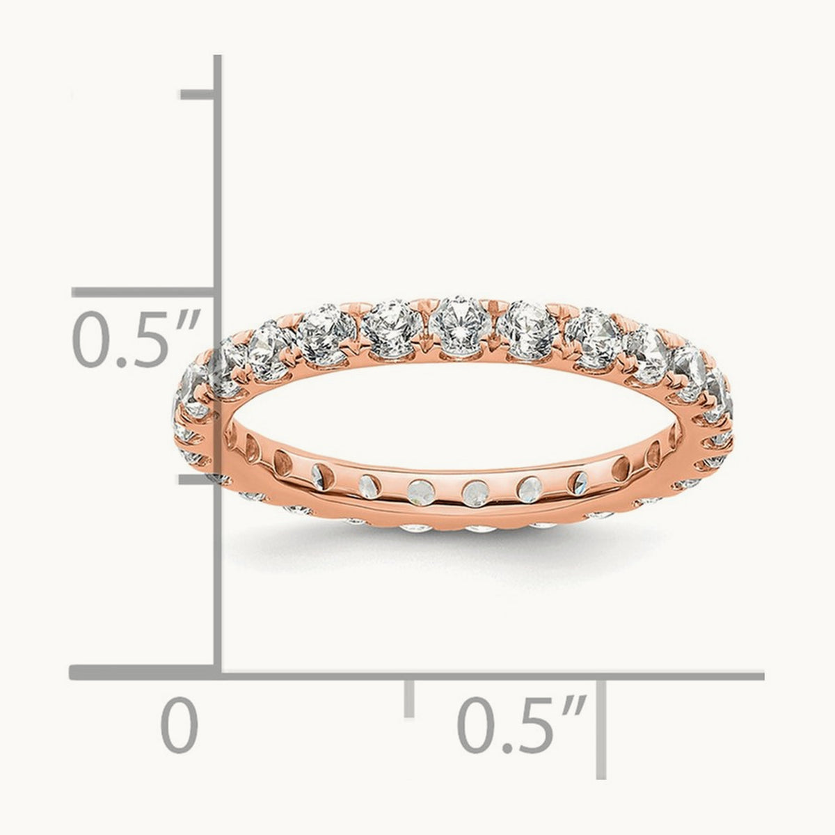 Polished U Shared Prong Diamond Eternity Band, 1.00 ct tw — 14K Rose Gold