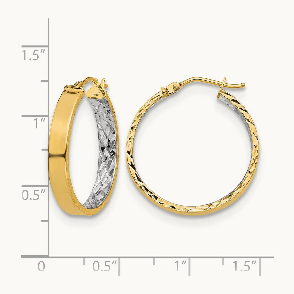 Polished and Diamond-cut Hoop Earrings — 25mm