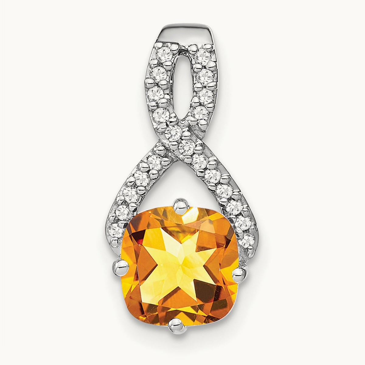 Cushion Citrine and Diamond Pendant — photo set