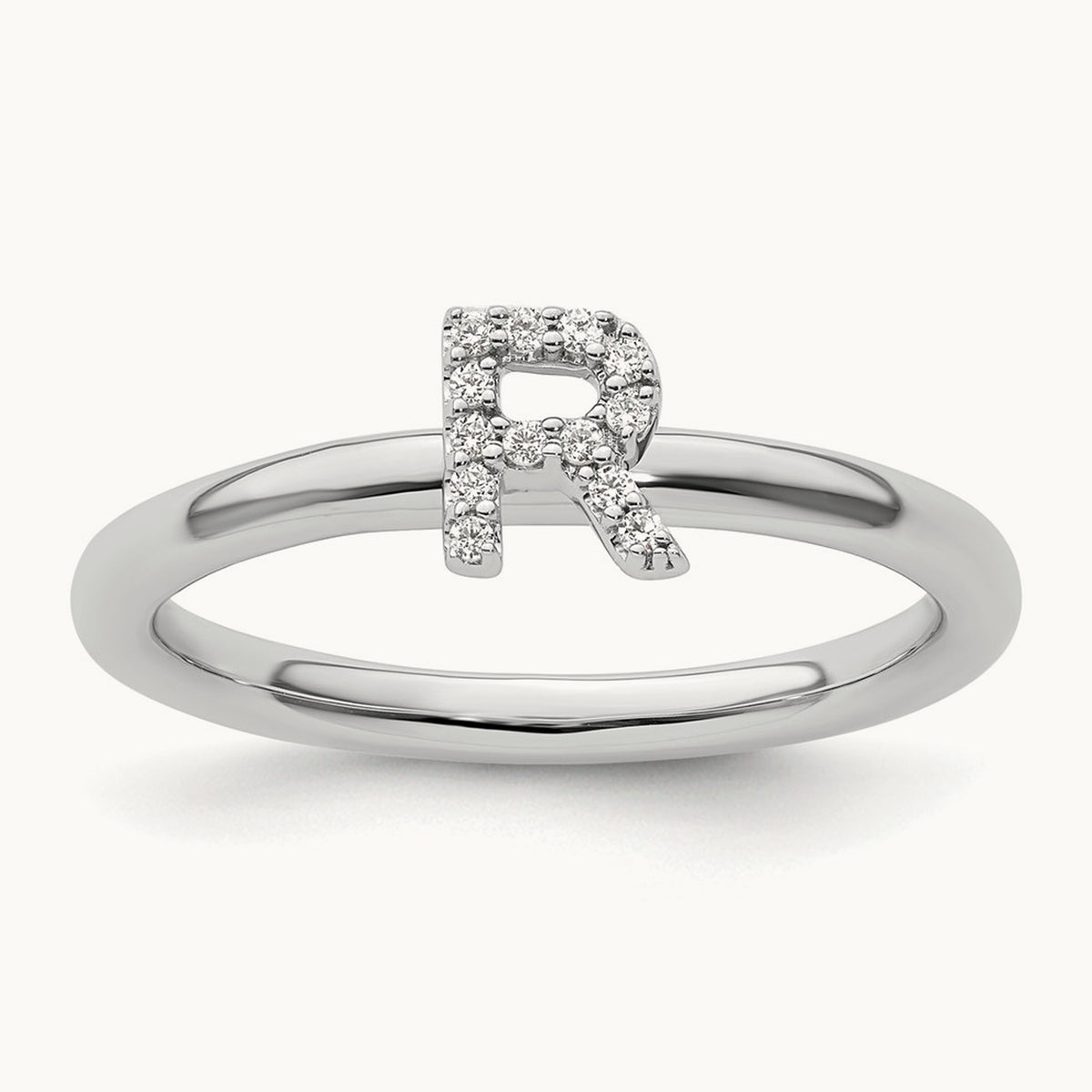 Stackable Diamond Ring — 14K White Gold, R