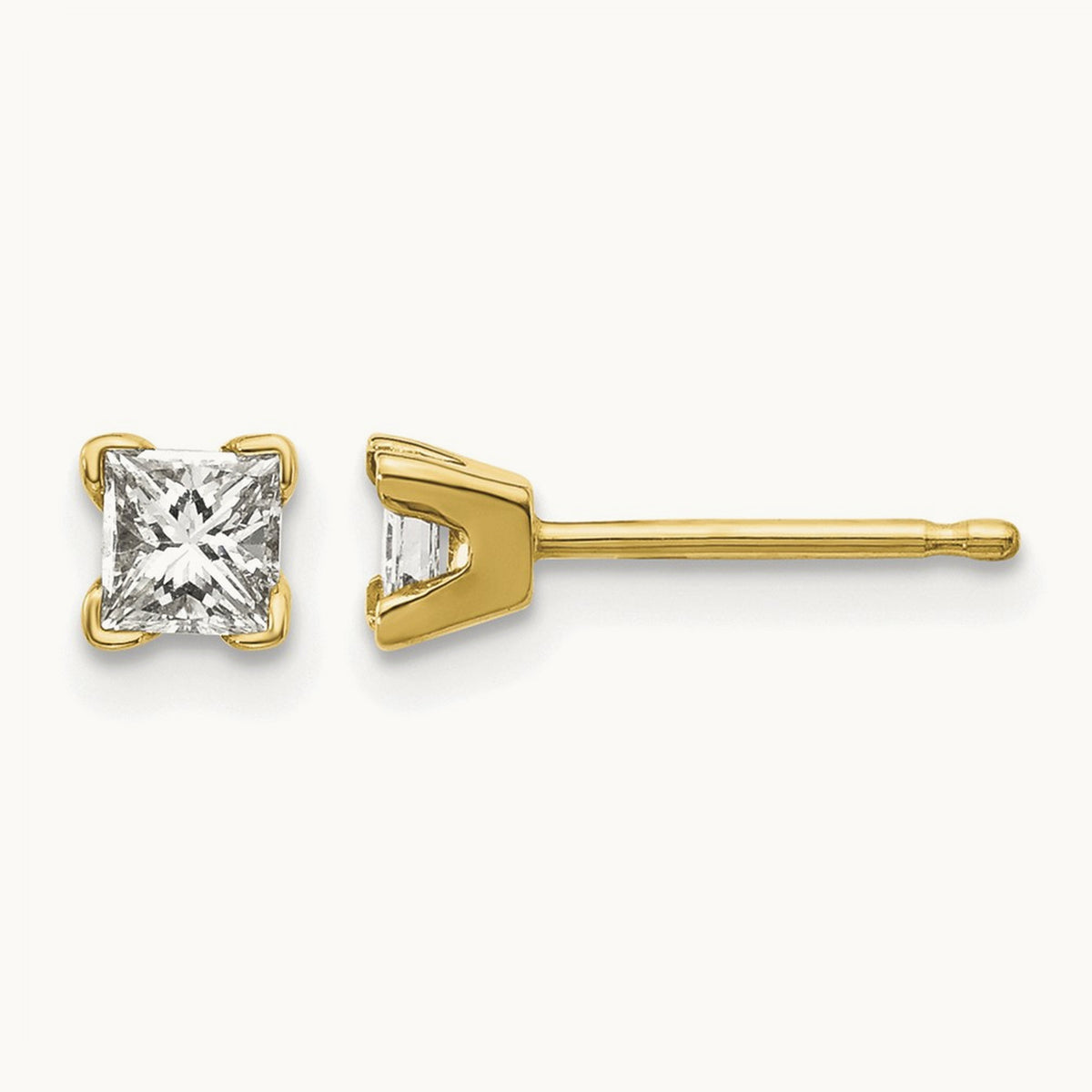 AAA Quality Complete Princess-cut Diamond Earrings, 14K