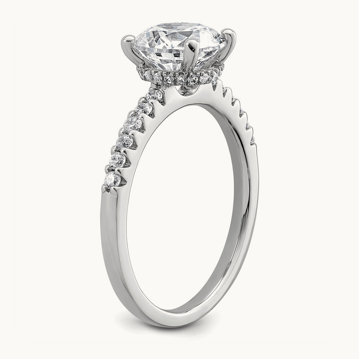 Round Engagement Ring, 1.25-2.75 ct tw Lab-Grown Diamond — 2 1/4 ct, 14K White Gold