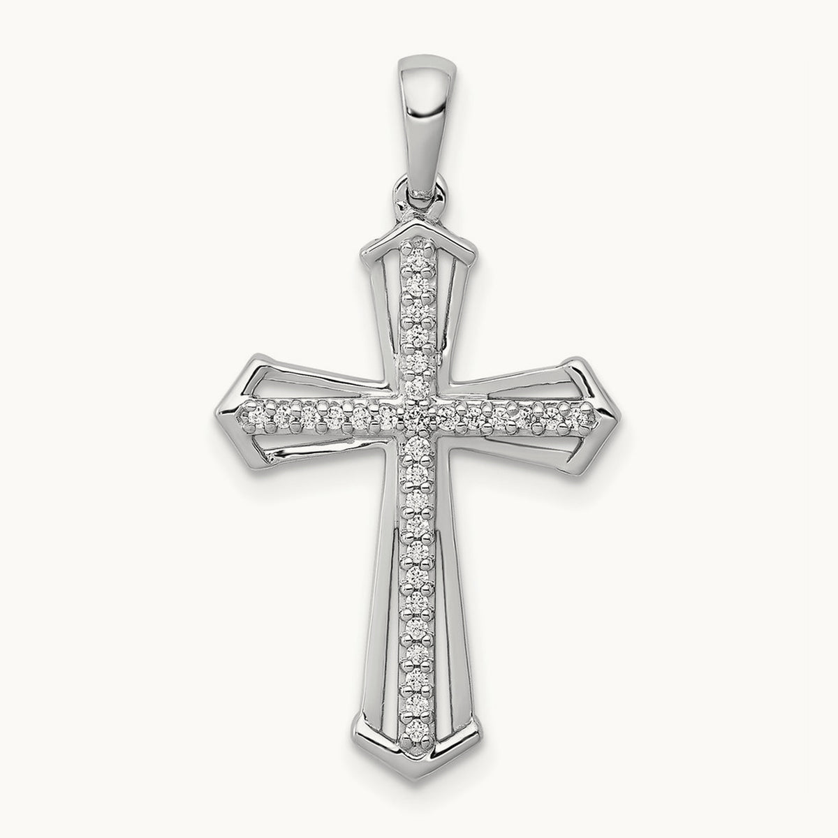 Diamond Passion Cross Pendant — 14K White Gold, 29mm