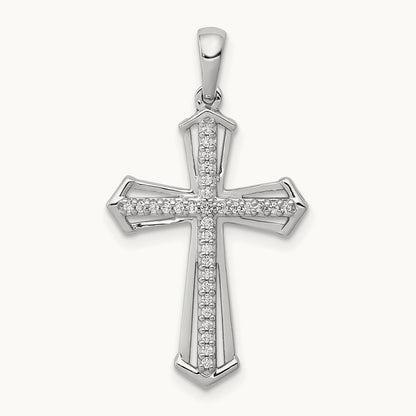 Diamond Passion Cross Pendant — 14K White Gold, 29mm