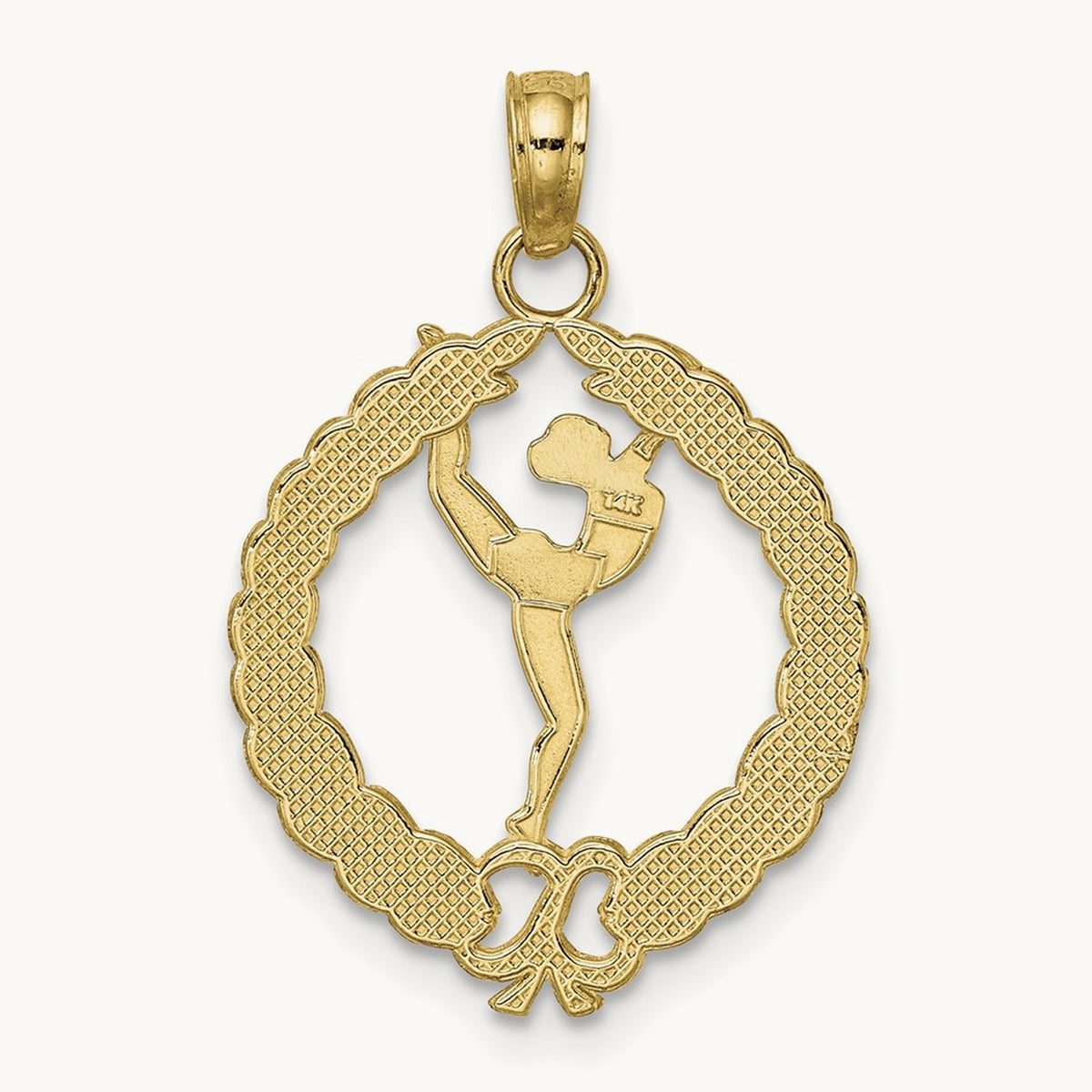Solid Polished Framed Gymnast Charm, 14K