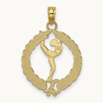 Solid Polished Framed Gymnast Charm, 14K
