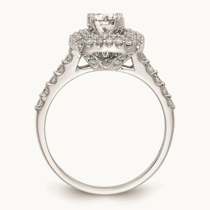Semi-Mount Double Cushion Halo Engagement Ring, 0.50 ct tw