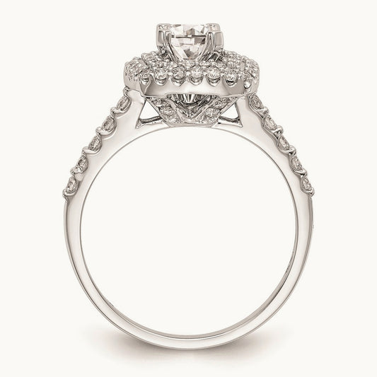 Semi-Mount Double Cushion Halo Engagement Ring, 0.50 ct tw