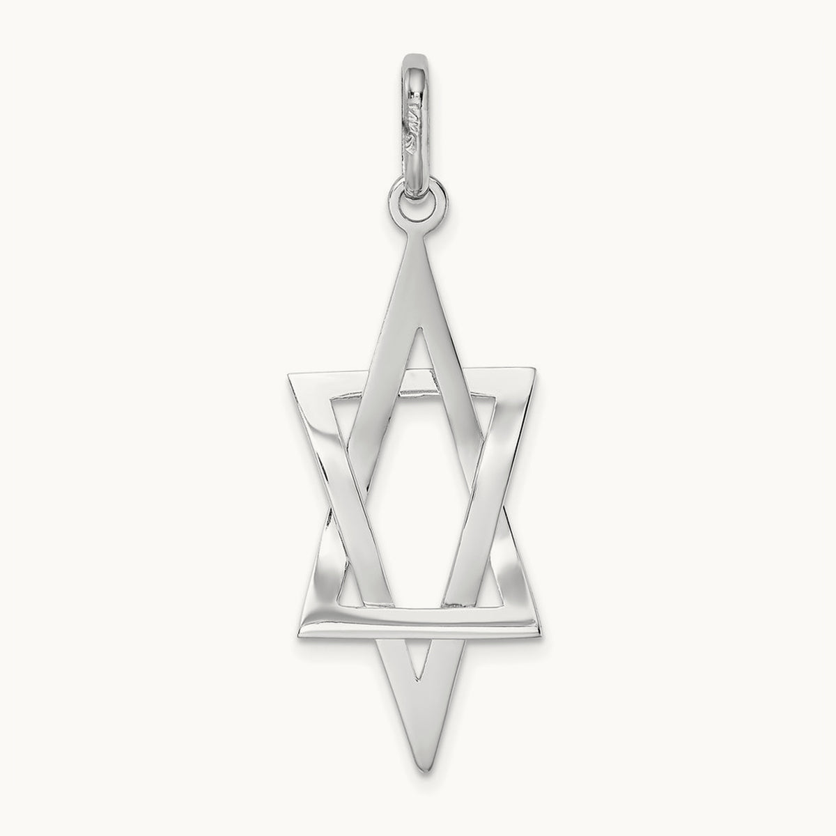 Elongated Star Of David Charm, 14K White Gold