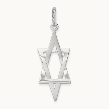 Elongated Star Of David Charm, 14K White Gold