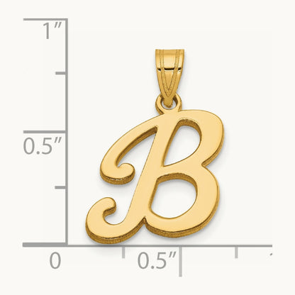 Script Letter B Initial Pendant, 14K