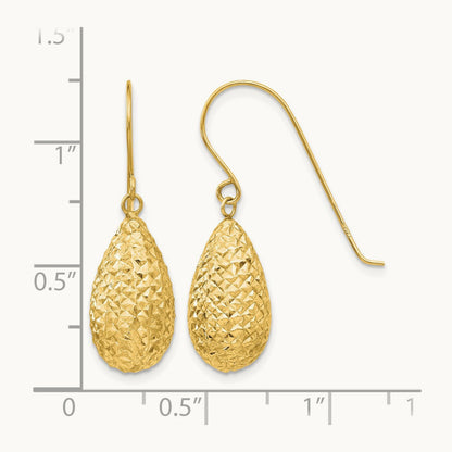 Puff Teardrop Earrings, 14K