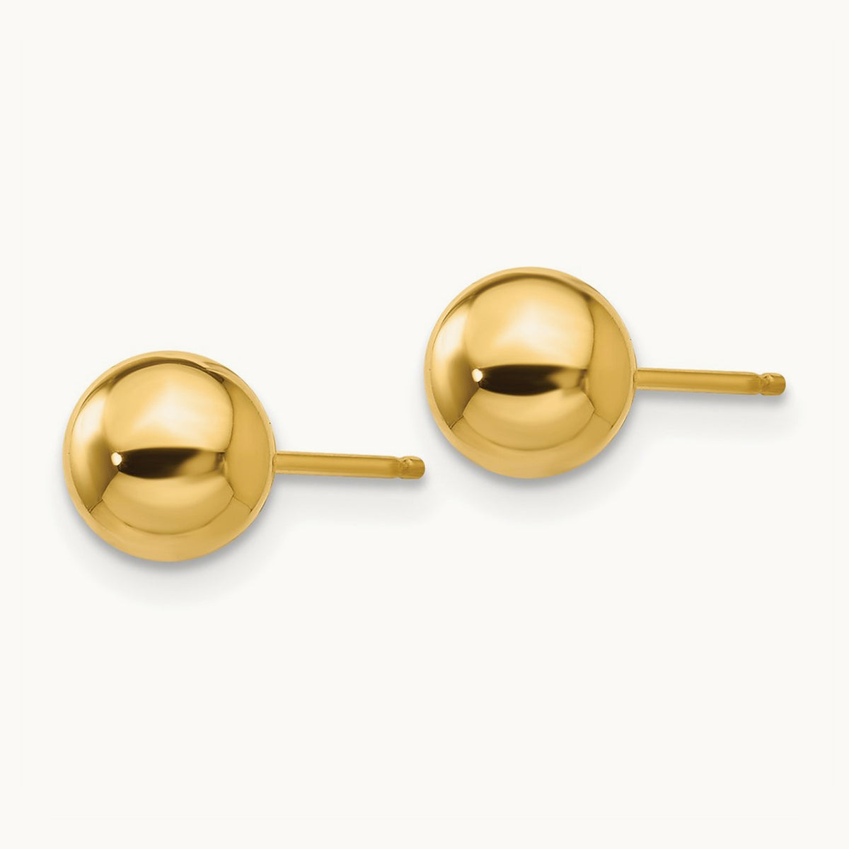 Polished Ball Post Earrings — 14K Yellow Gold, 6mm