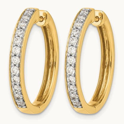 Diamond Hinged Hoop Earrings, 14K