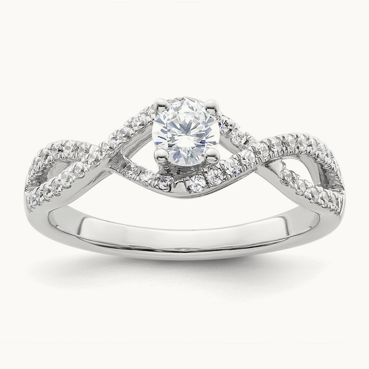 Round Semi-Mount Criss-Cross Engagement Ring — 1/3 ct, 7