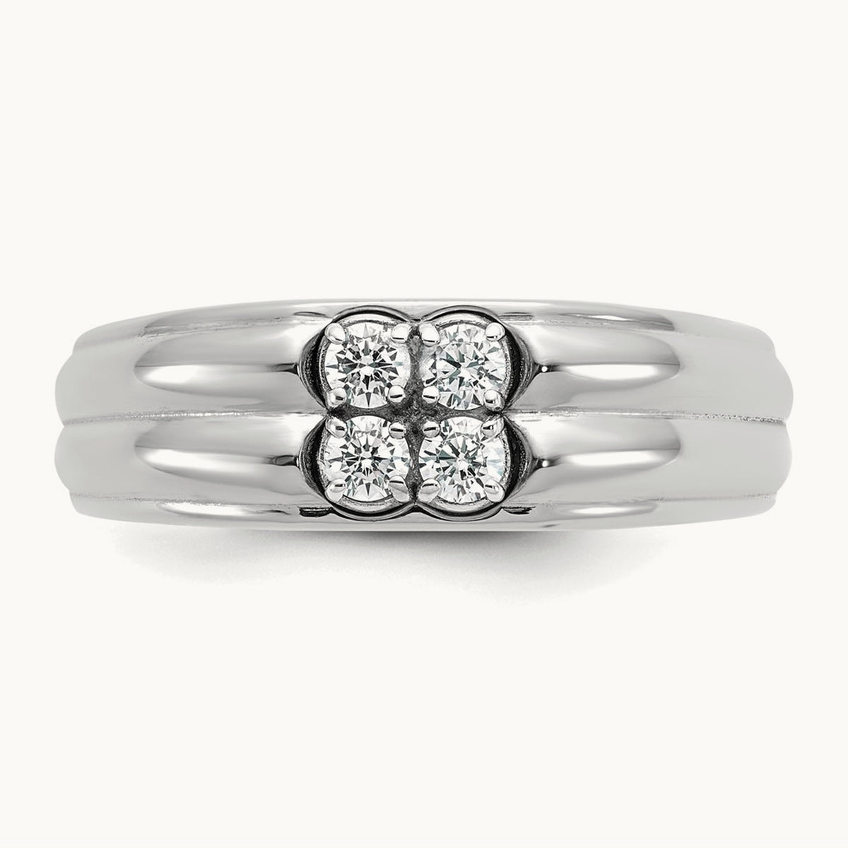 Setting: 14K Two-Tone IB Goodman Men's Polished 4-Stone Diamond Ring Mounting, 14K Gold — 14K White Gold