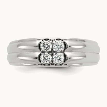 Setting: 14K Two-Tone IB Goodman Men's Polished 4-Stone Diamond Ring Mounting, 14K Gold — 14K White Gold