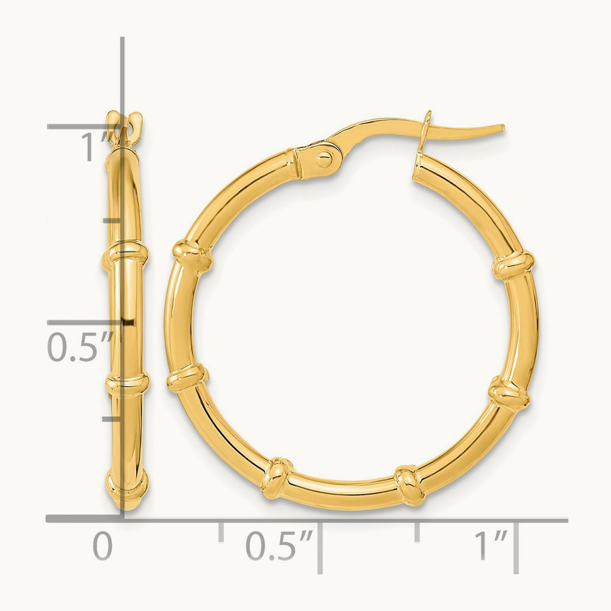 Polished Fancy Hoop Earrings — 14K Yellow Gold, 25mm