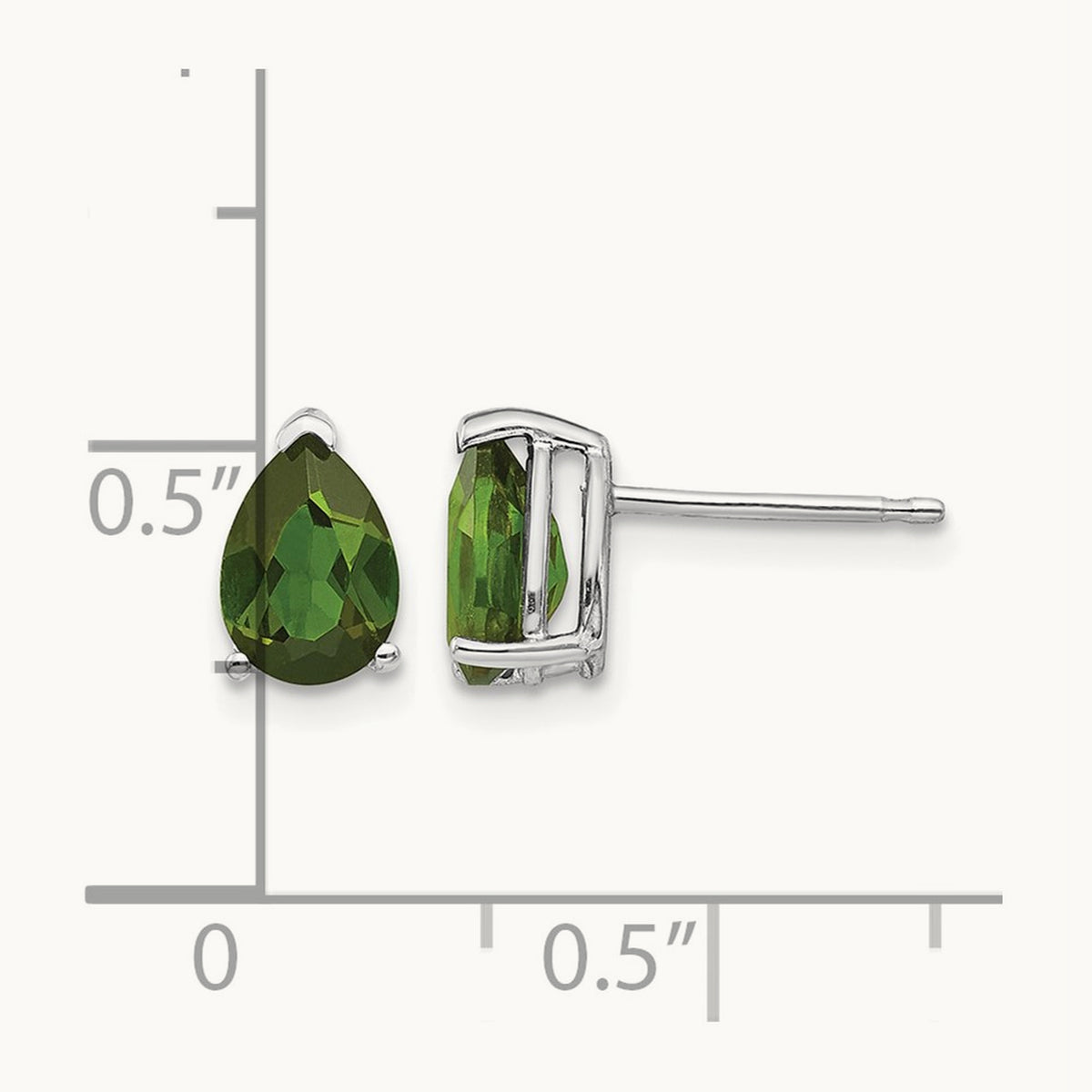 Green Tourmaline Earrings, 14K White Gold