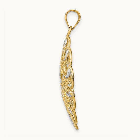 Diamond-cut Fancy Swirl Pendant, 14K with Rhodium