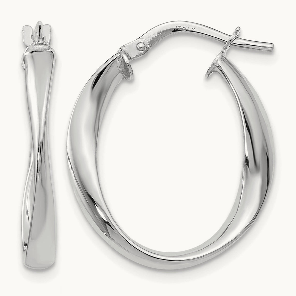 Plating Polished Hoop Earrings, 10K with White Rhodium — Leslie's