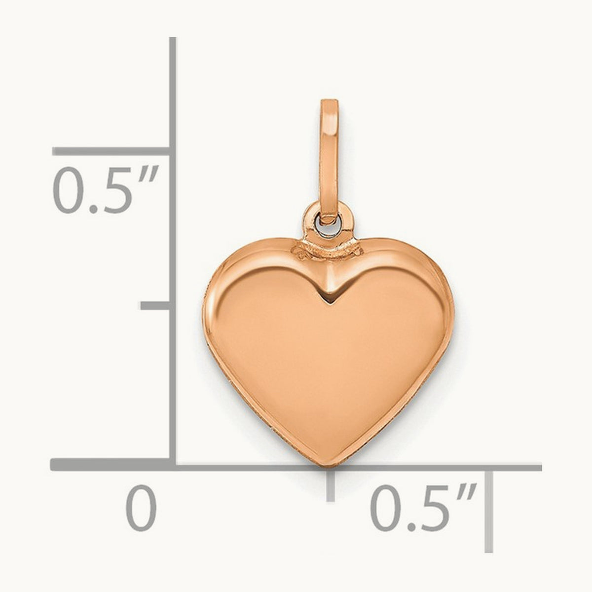Polished 3-D Heart Pendant — 14K Rose Gold