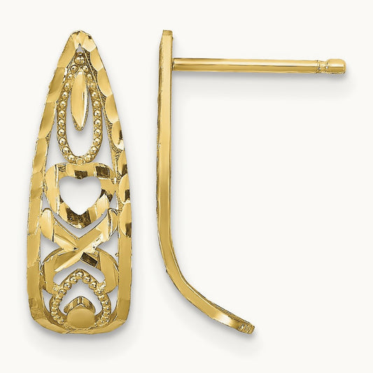 D/C Heart and X Mini Post Earrings, 14K