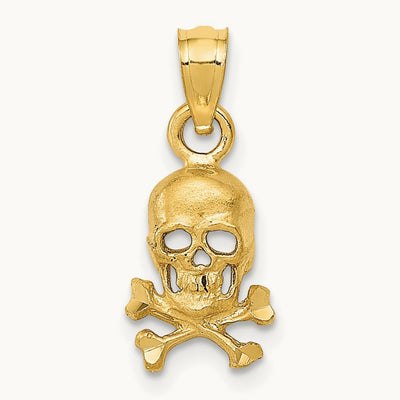 Skull and Cross Bones Pendant, 14K