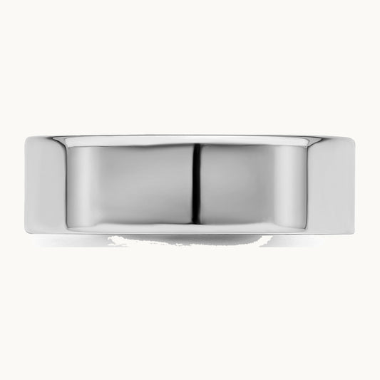 Sterling Silver Rhodium-plated 6mm Flat Band