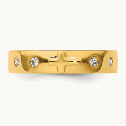 Cross Diamond Mens Complete Wedding Band, 14K