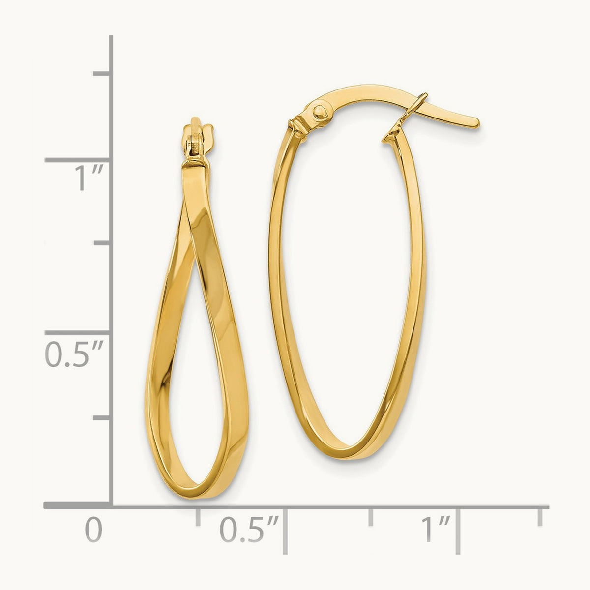 Polished Oval Hoop Earrings, 14K — Leslie's