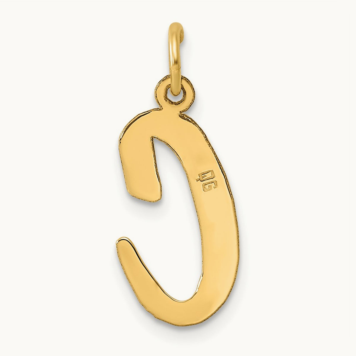 Large Script Initial Charm — 14K Yellow Gold, C