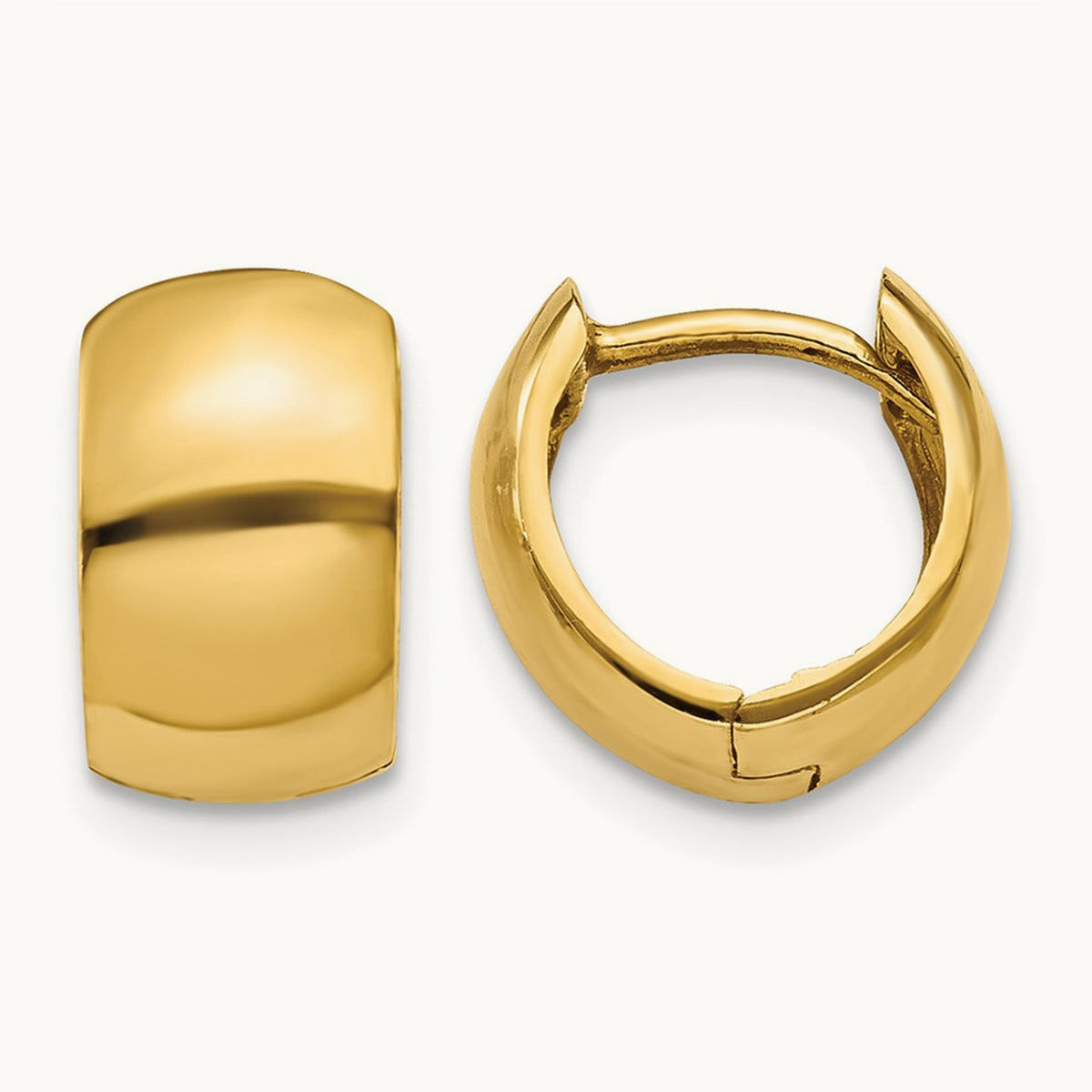 Round Hinged Hoop Earrings, 14K