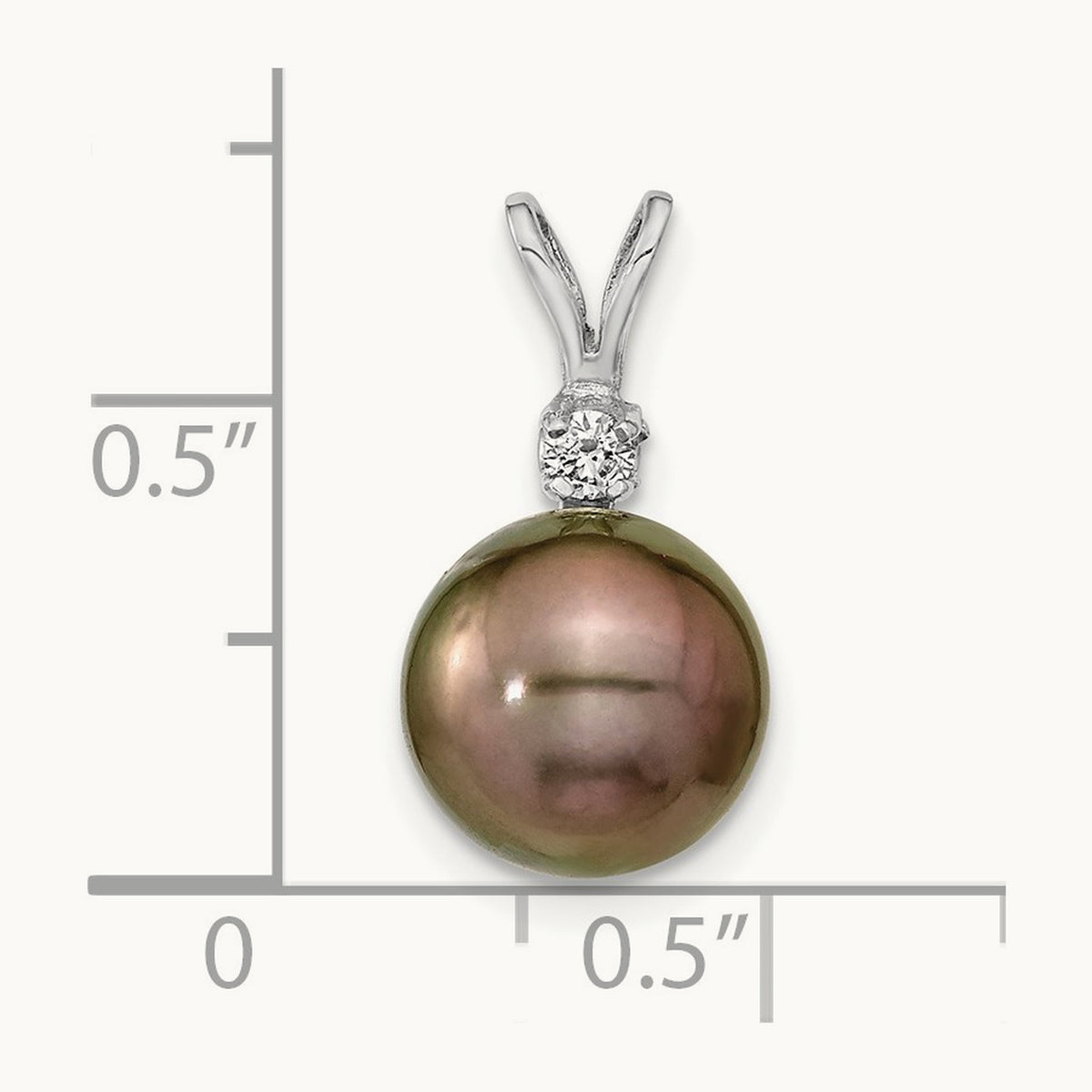 WG 9- Round Saltwater Cultured Tahitian Pearl .05ct Dia. Pendant, 10mm, 14K