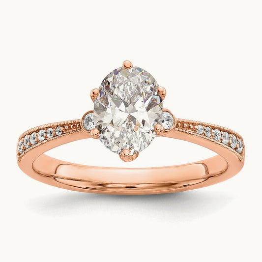 Oval Semi-Mount Engagement Ring — 1 ct, 7