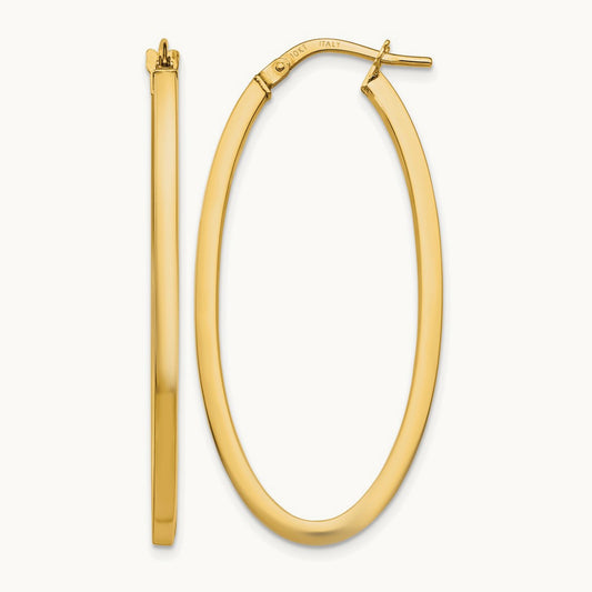 Polished Oval Hinged Hoop Earrings — Leslie's — 10K Yellow Gold, 41mm