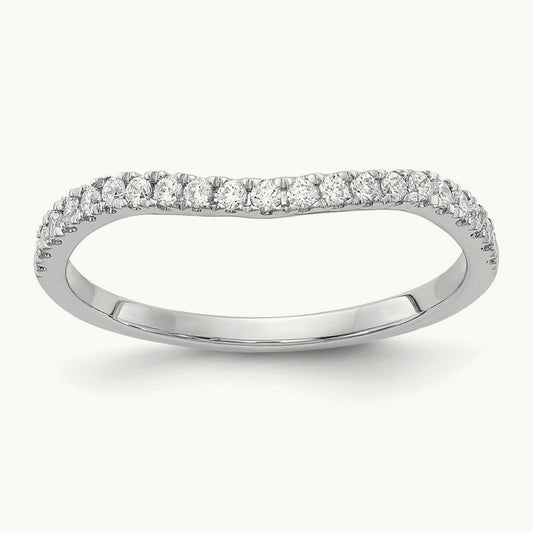 Diamond Contoured Wedding Band, 14K White Gold