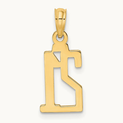 Polished Number 21 Pendant — 14K Yellow Gold