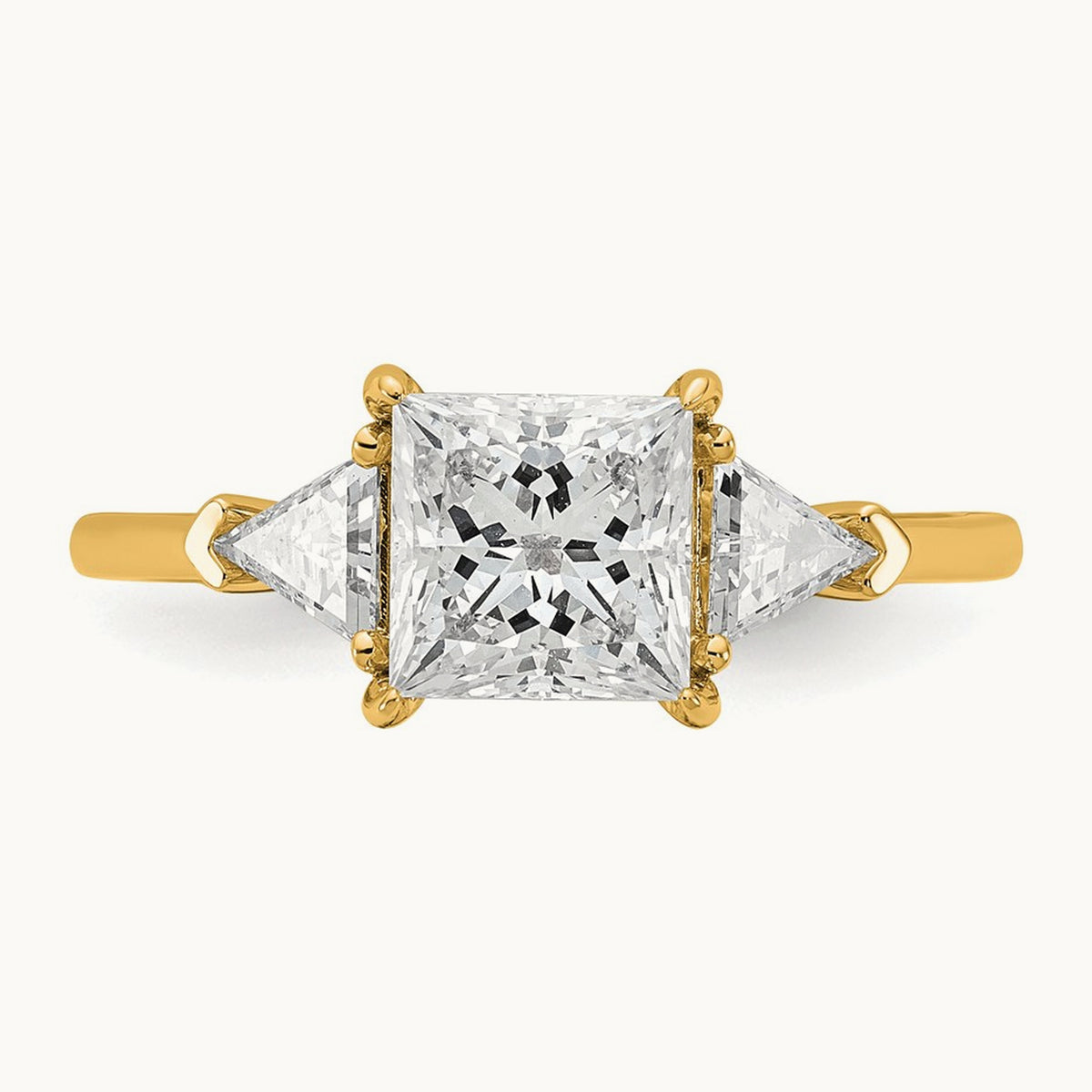 Princess/Trillion Engagement Ring, 1.50-4.00 ct tw Lab-Grown Diamond — 2 ct, 14K Yellow Gold