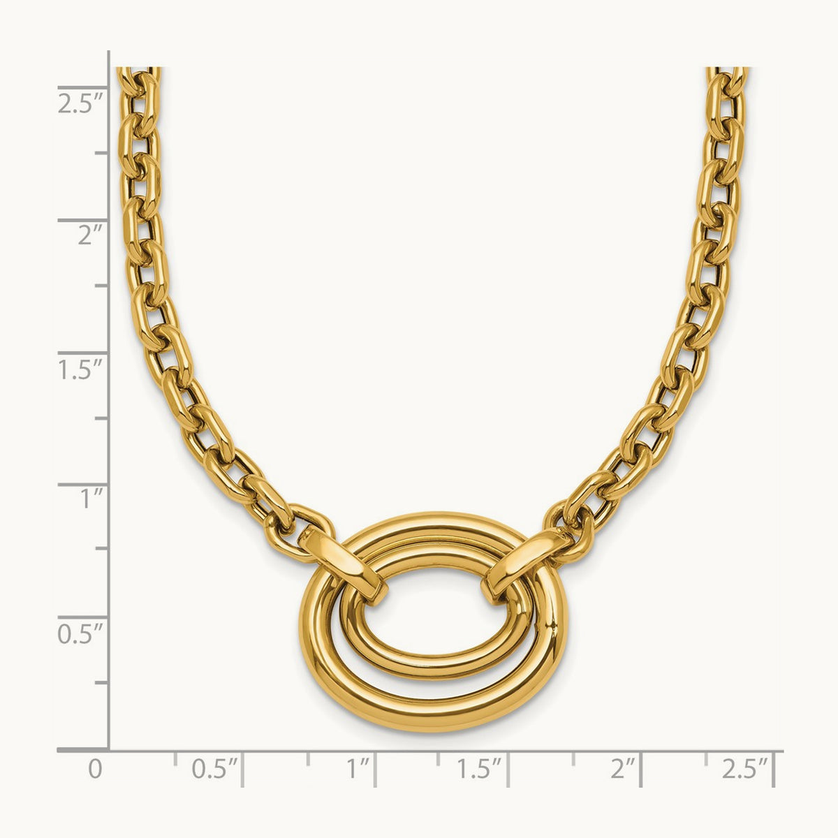 Polished Double Oval 17.5 w/.5in ext. Fancy Necklace, 14K