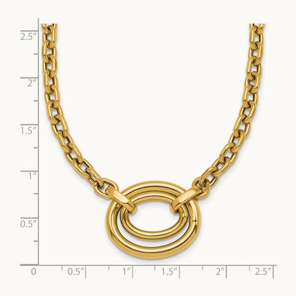 Polished Double Oval 17.5 w/.5in ext. Fancy Necklace, 14K