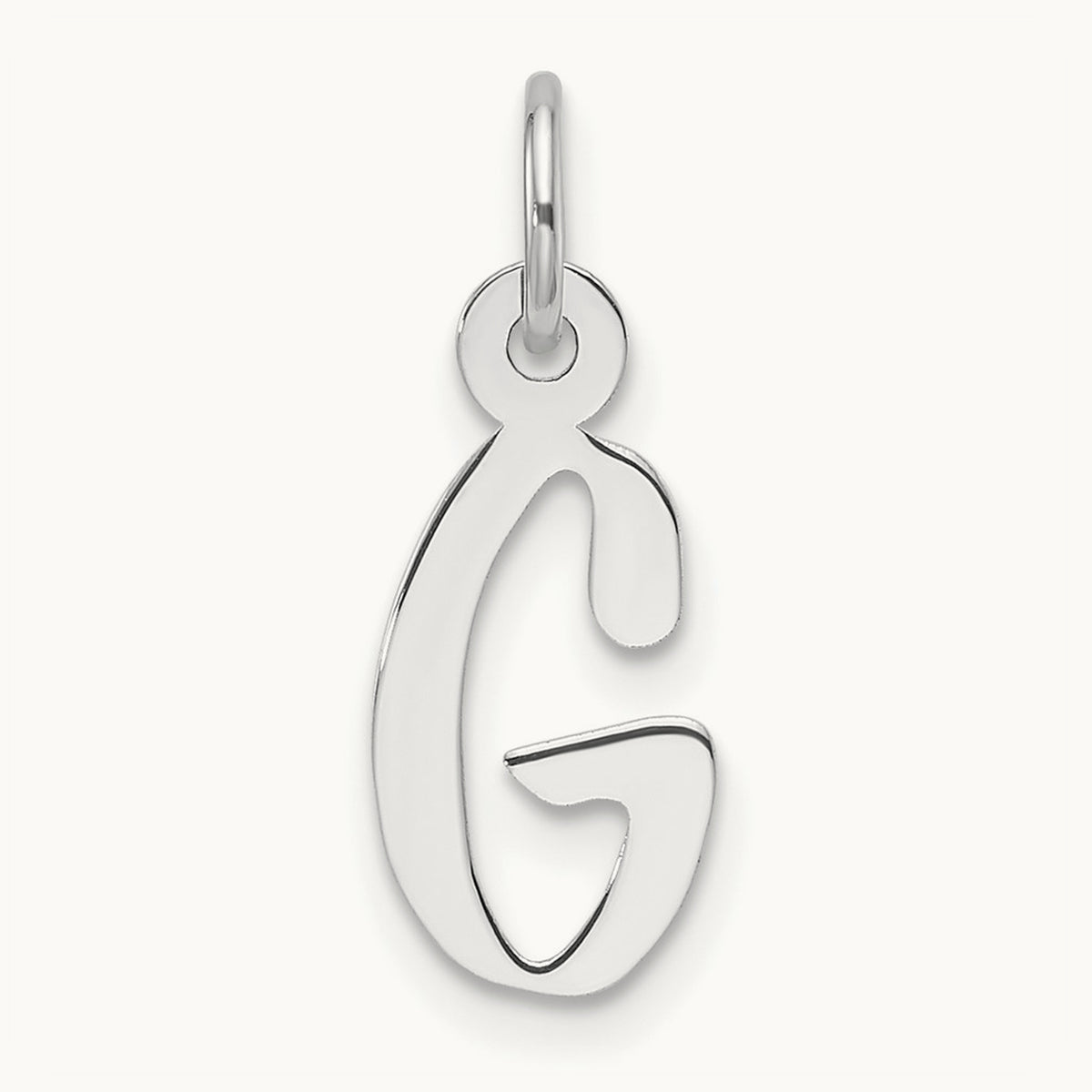 Slanted Block Initial Charm — 14K White Gold, G